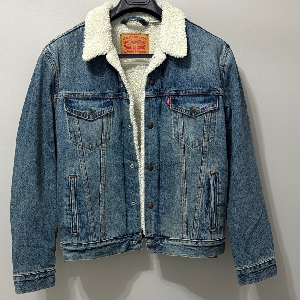Levi's Blue Denim Sherpa Collar Jacket